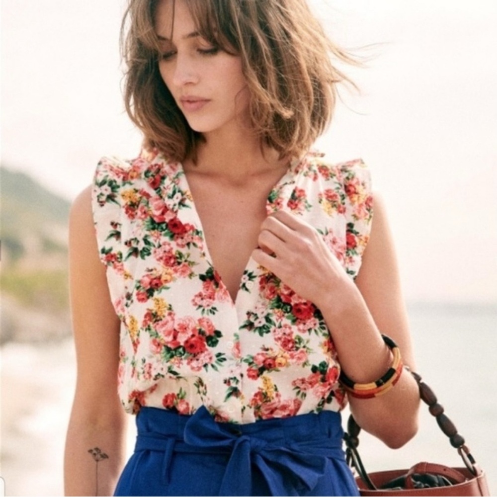 Sezane Caroline Blouse Fr 36 US 4 Bouquet de Rose